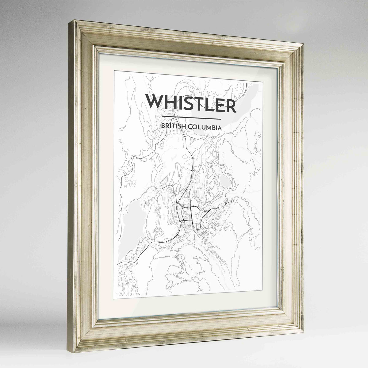 Whistler Map Art Print - Framed