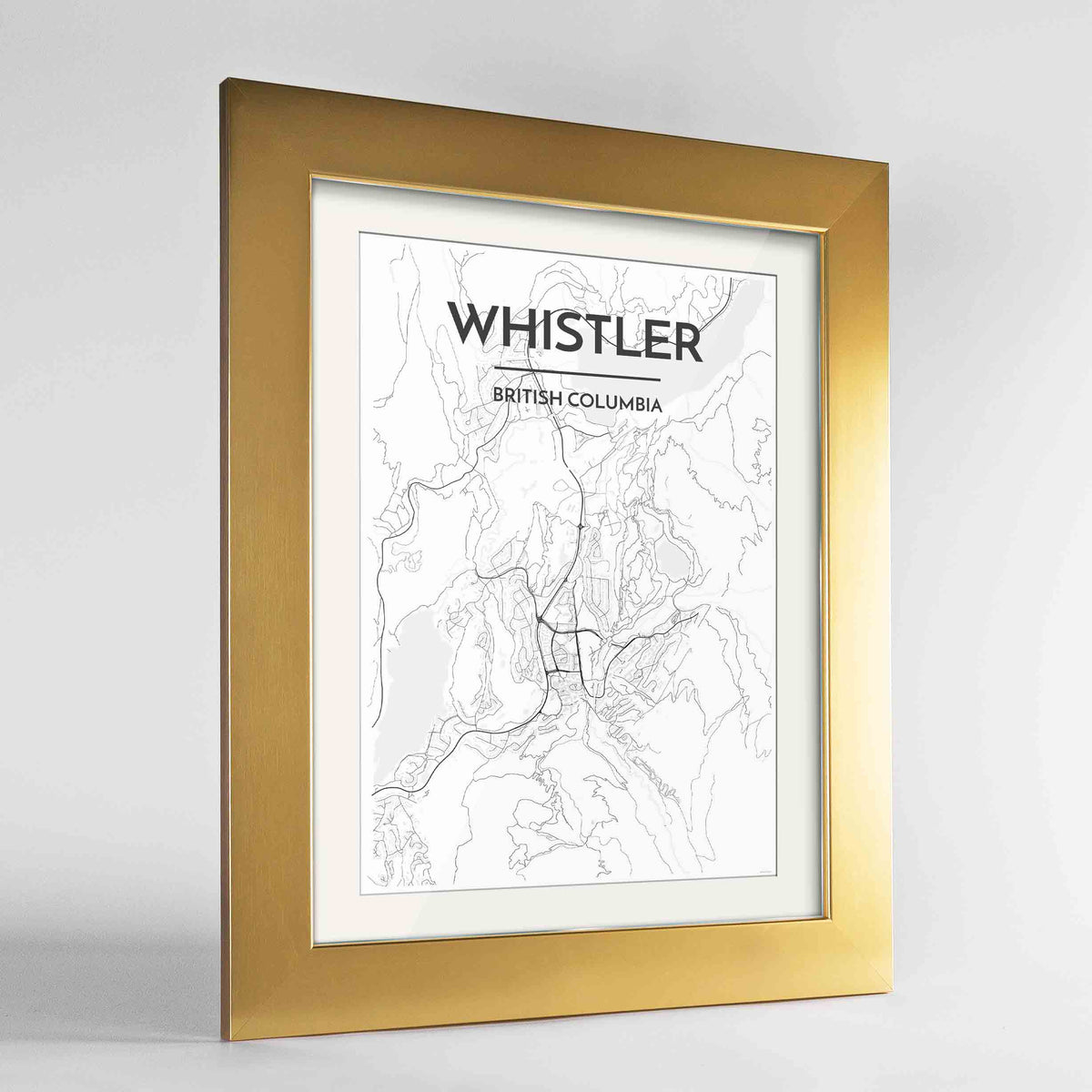 Whistler Map Art Print - Framed