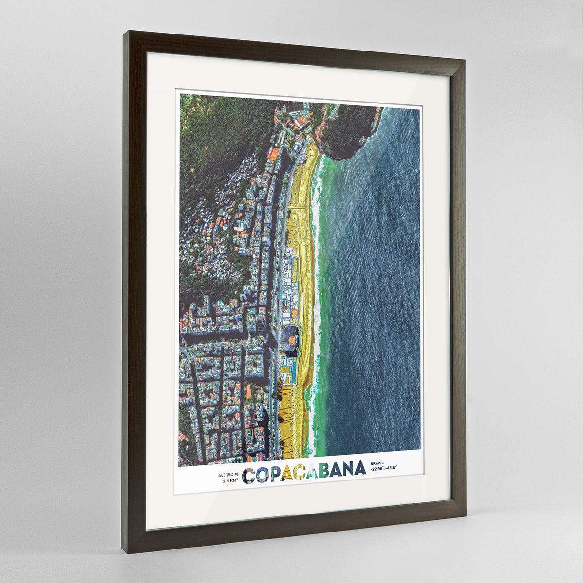 Copacabana Beach Earth Photography Art Print - Framed