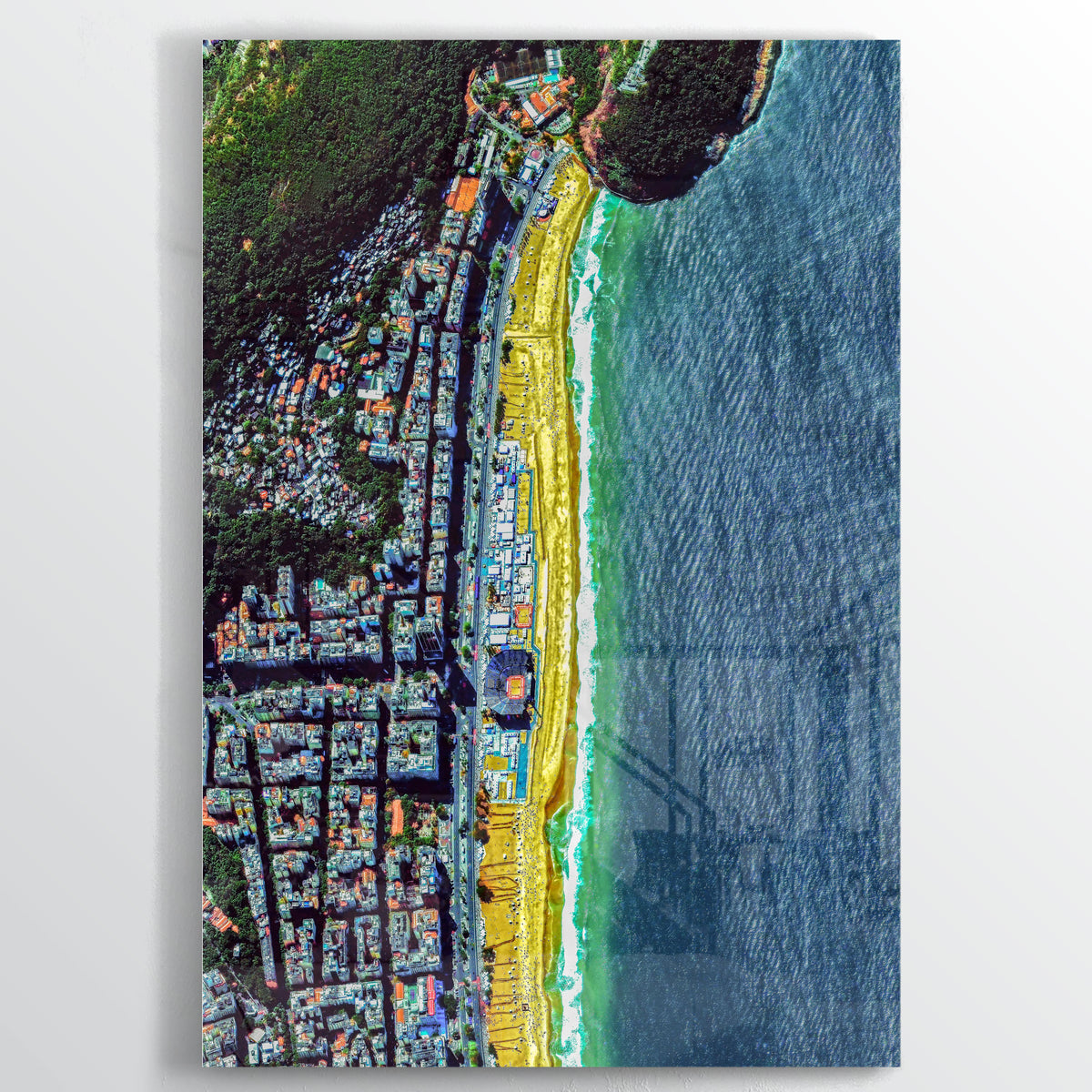 Copacabana Beach Earth Photography - Floating Acrylic Art - Point Two Design