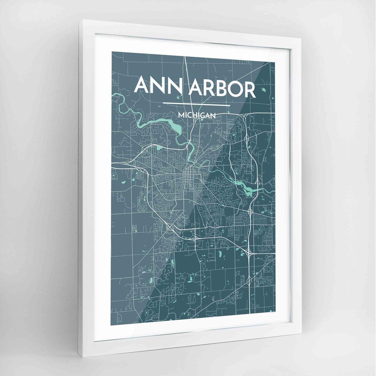Ann Arbor Map Art Print - Framed