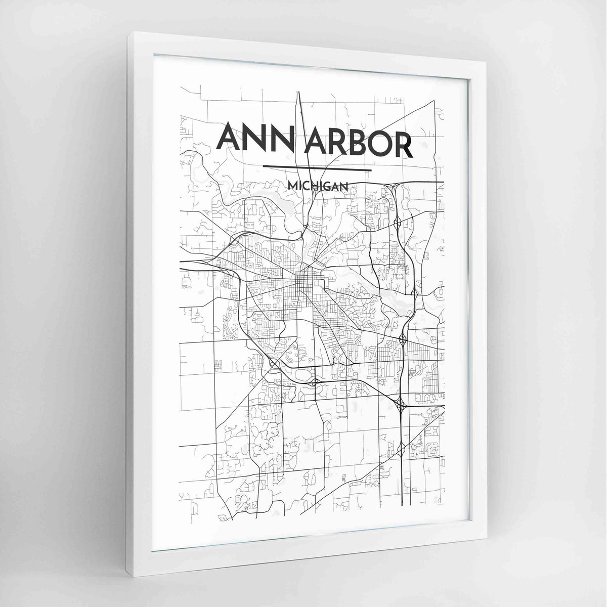 Ann Arbor Map Art Print - Framed
