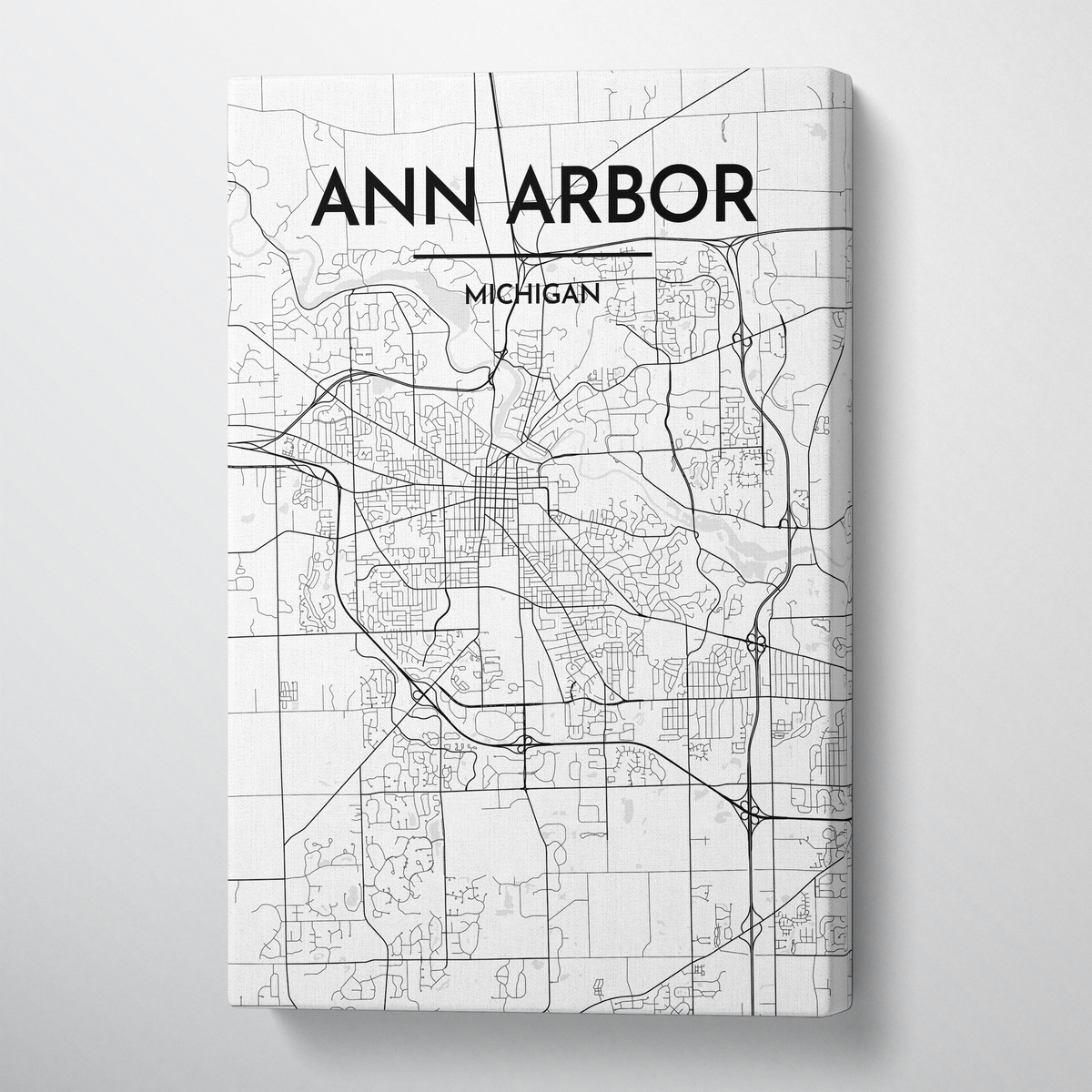 Ann Arbor Map Art Print Map Canvas Wrap - Point Two Design