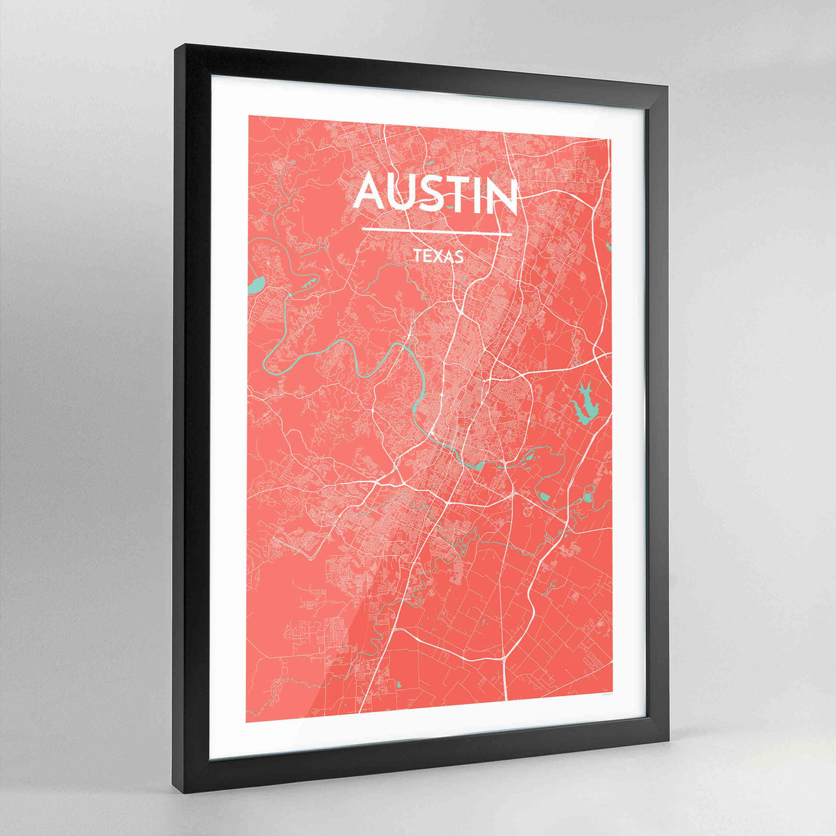 Framed Austin Map Art Print - Point Two Design