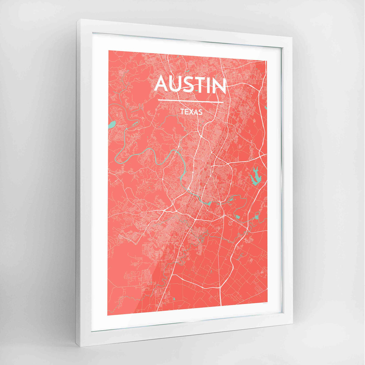 Austin Map Art Print - Framed