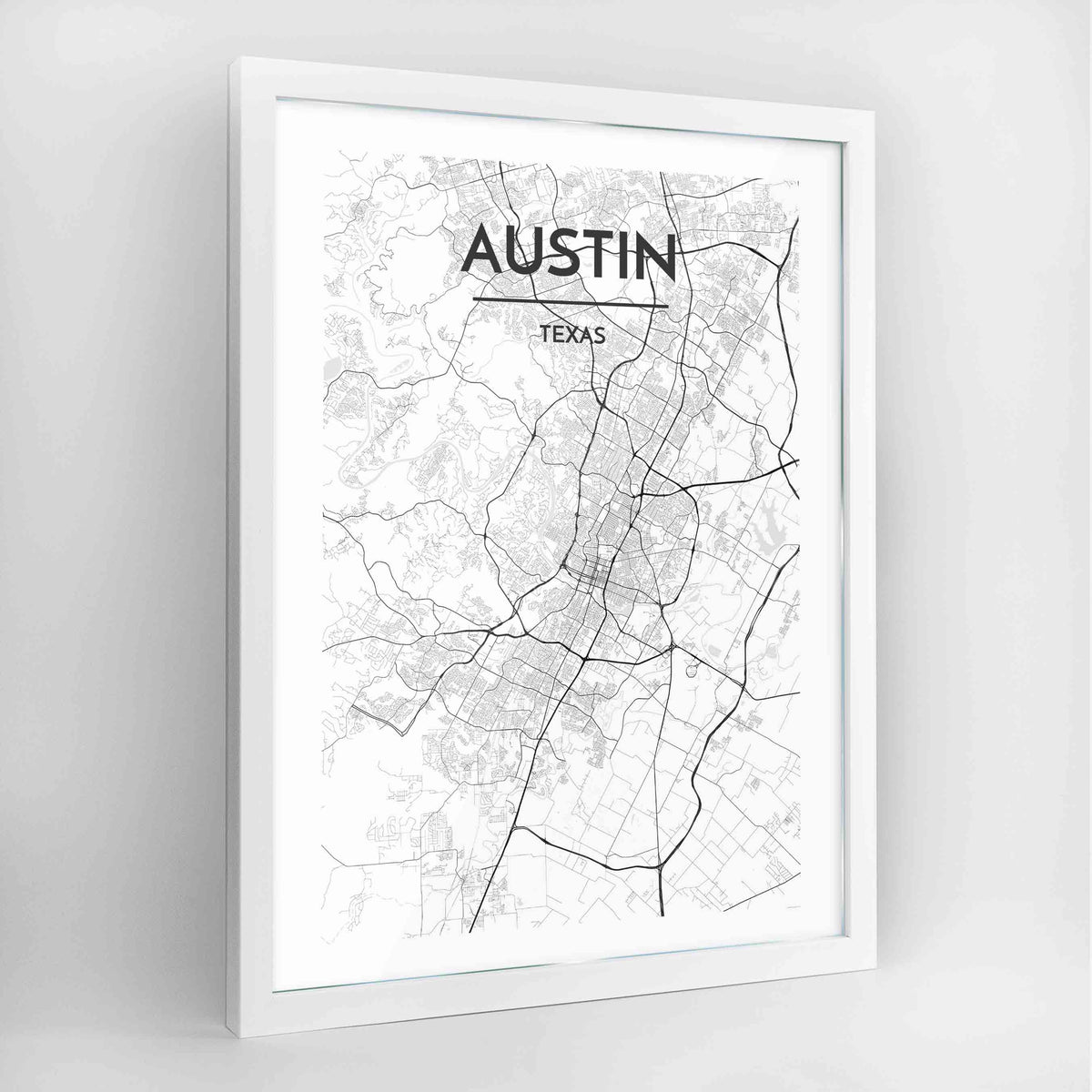 Austin Map Art Print - Framed