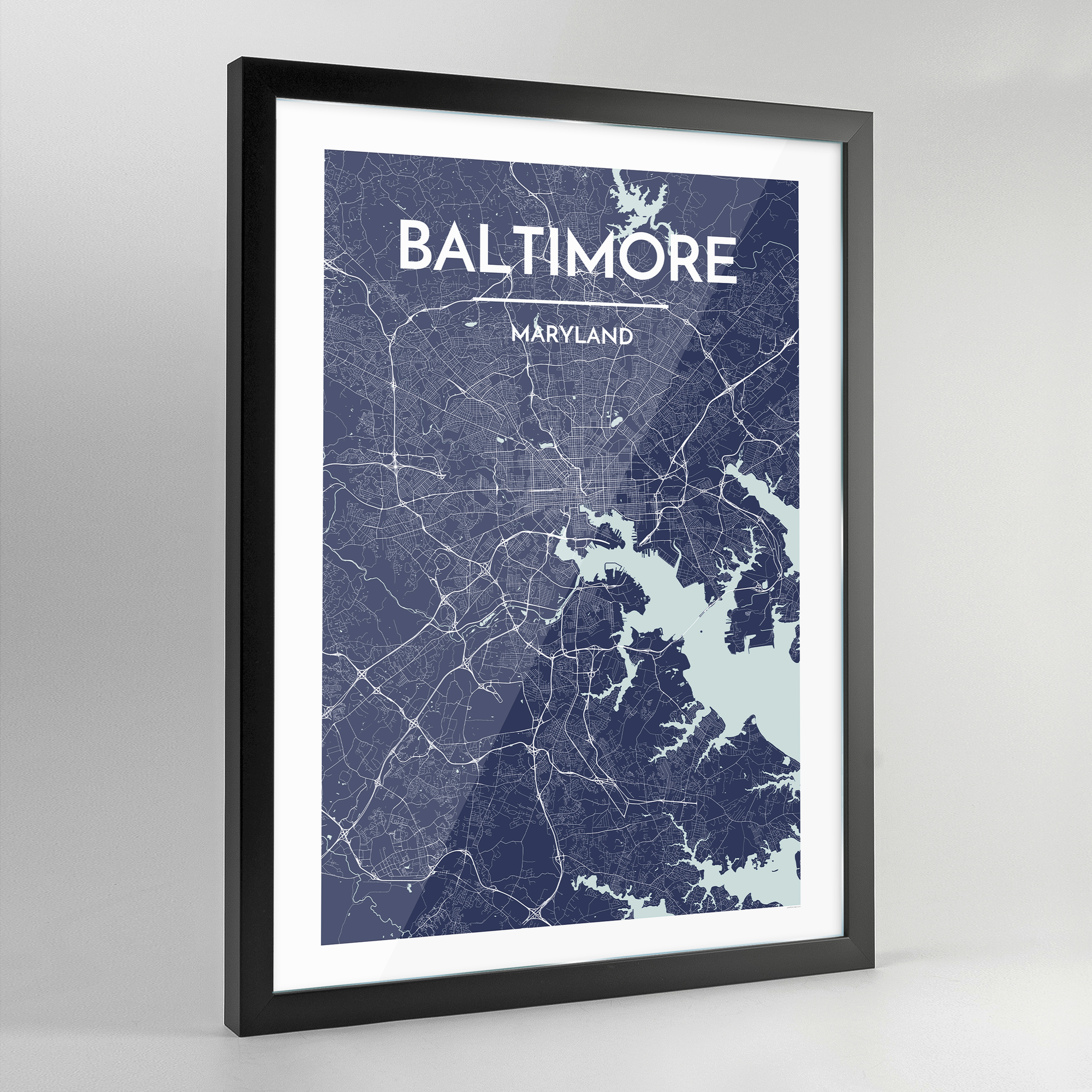 Framed Baltimore Map Art Print - Point Two Design