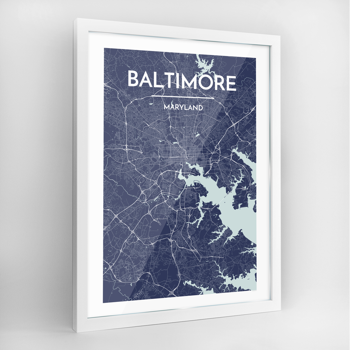 Baltimore Map Art Print - Framed