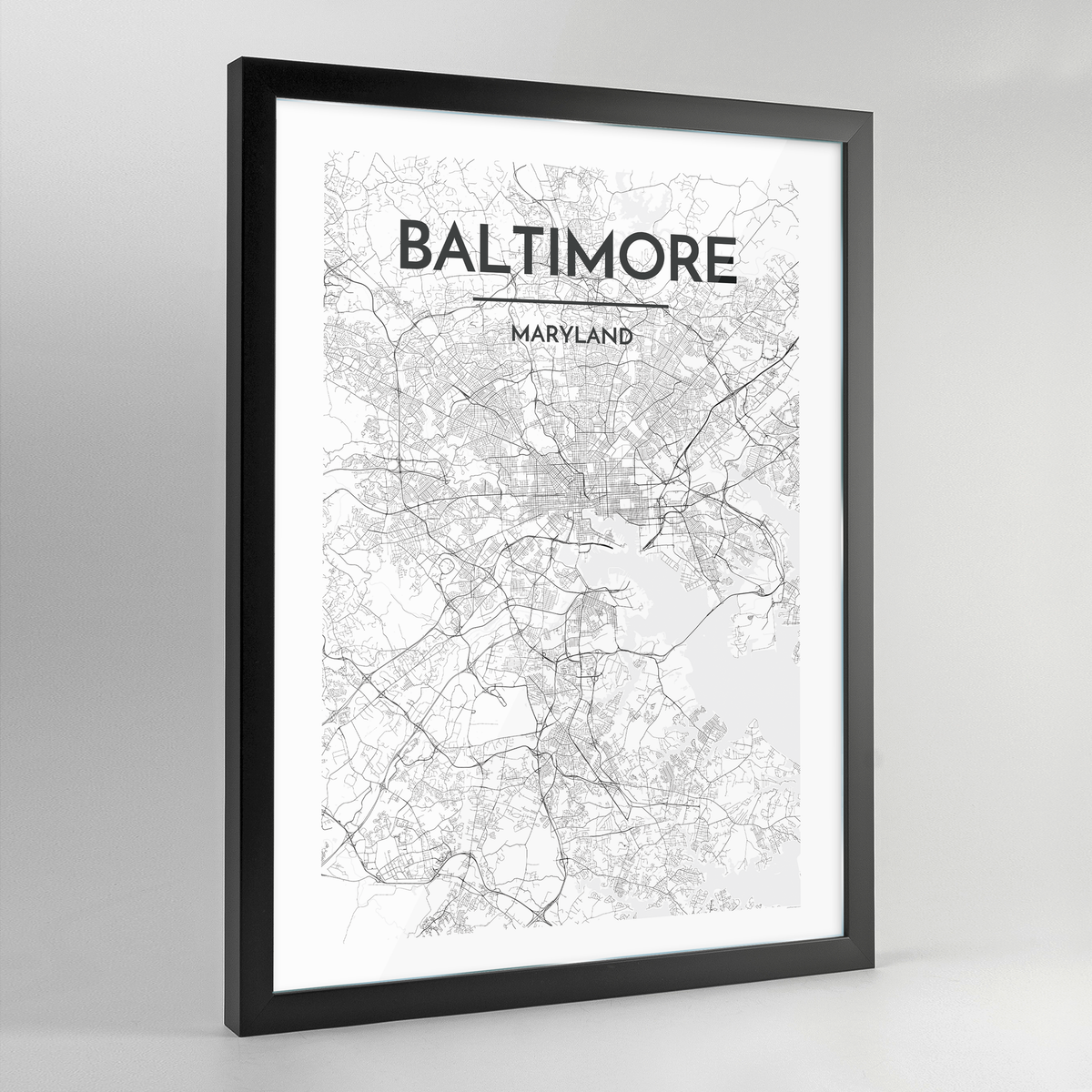 Baltimore Map Art Print - Framed