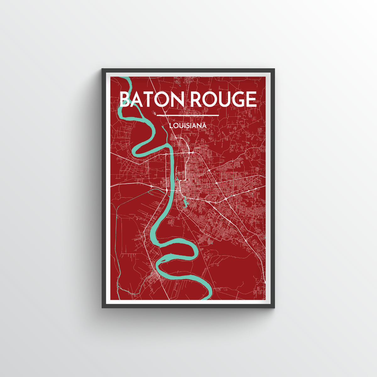 Baton Rouge Map Art Print - Point Two Design