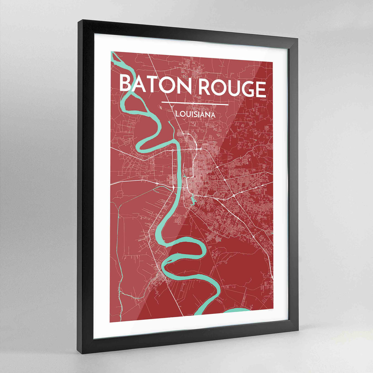 Framed Baton Rouge Map Art Print - Point Two Design