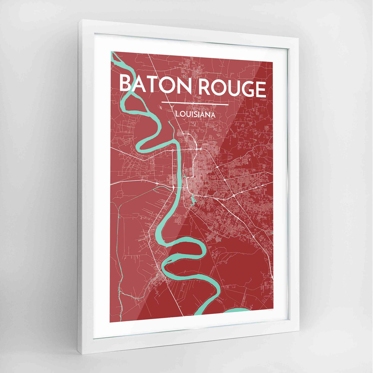 Baton Rouge Map Art Print - Framed