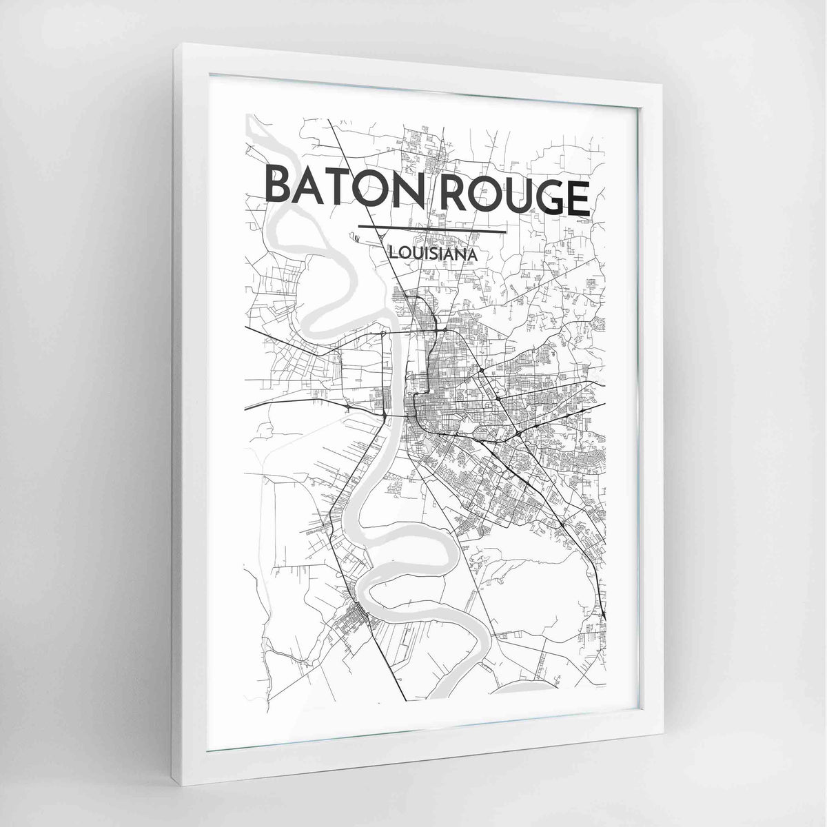 Baton Rouge Map Art Print - Framed