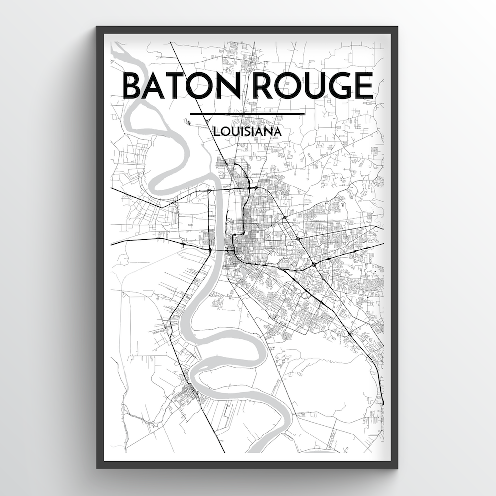 Baton Rouge Map Art Print - Point Two Design