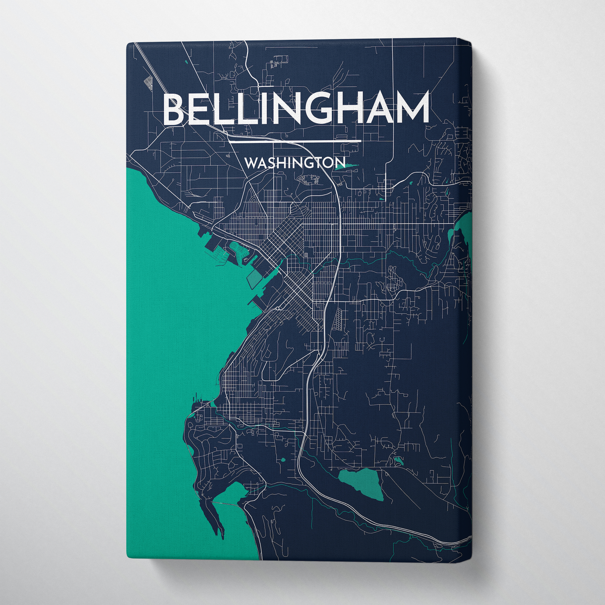 Bellingham Map Canvas Wrap - Point Two Design