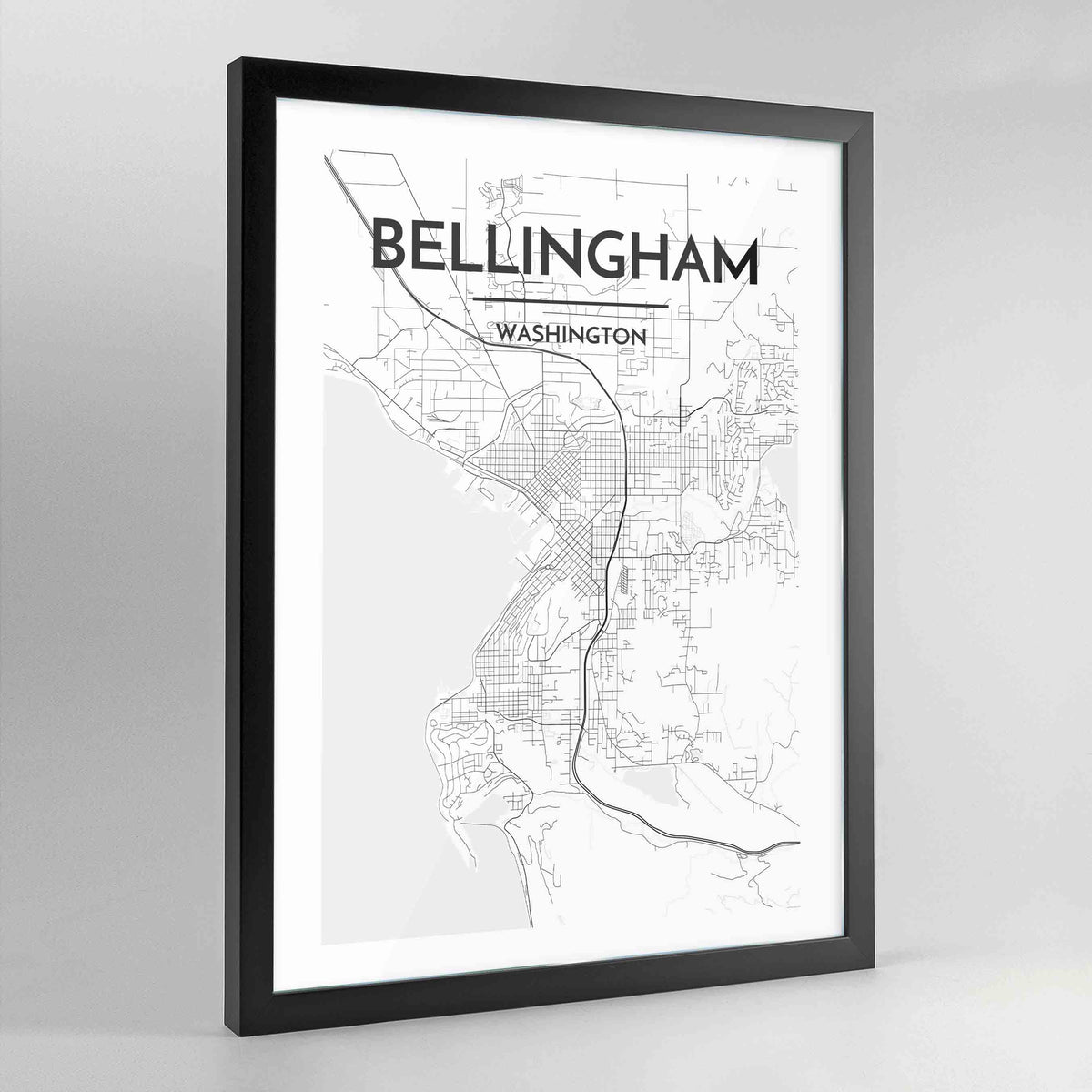 Bellingham Map Art Print - Framed