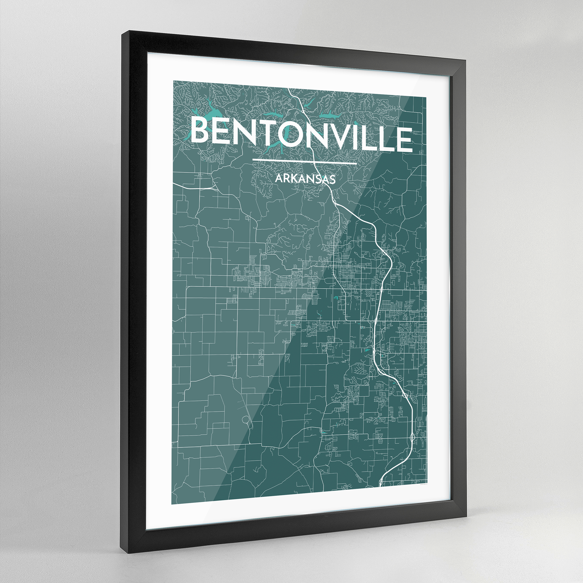 Framed Bentonville Map Art Print - Point Two Design