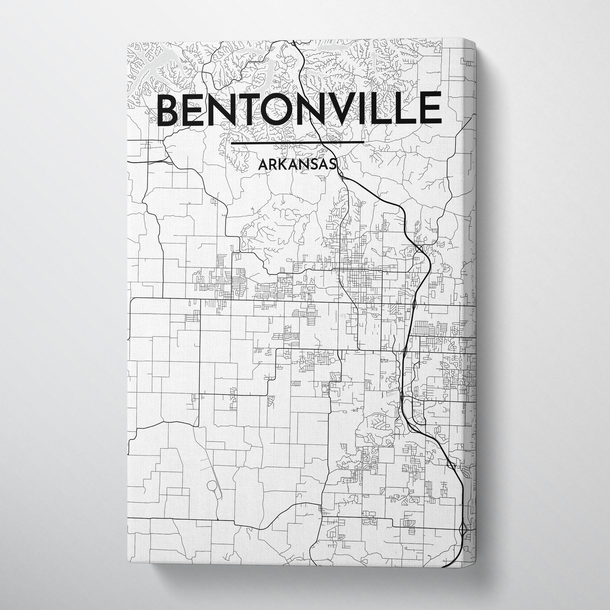 Bentonville Map Canvas Wrap - Point Two Design