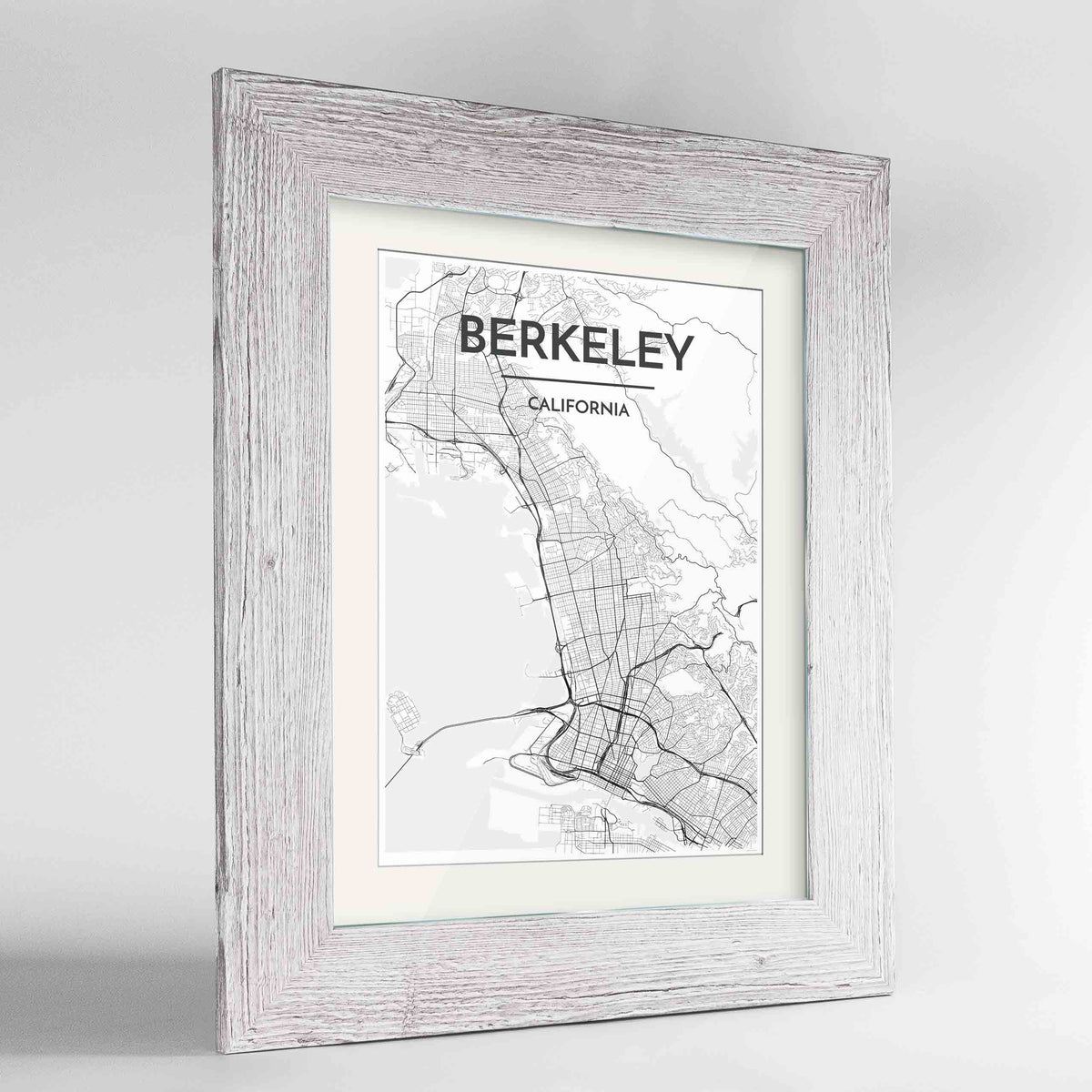Framed Berkeley Map Art Print 24x36&quot; Western White frame Point Two Design Group