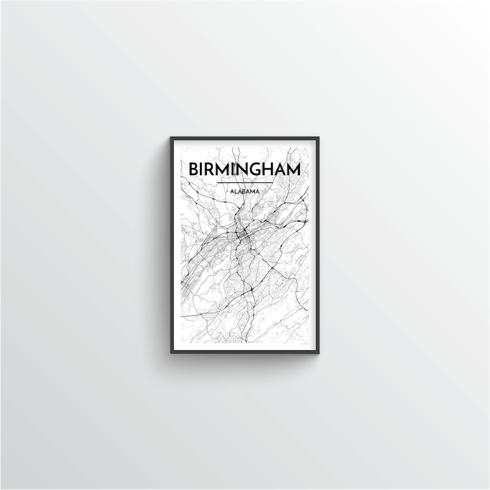 Birmingham - Alabama Map Art Print - Point Two Design