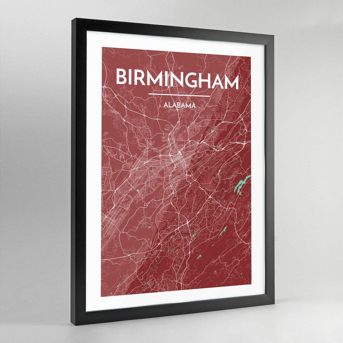 Framed Birmingham - Alabama Map Art Print - Point Two Design