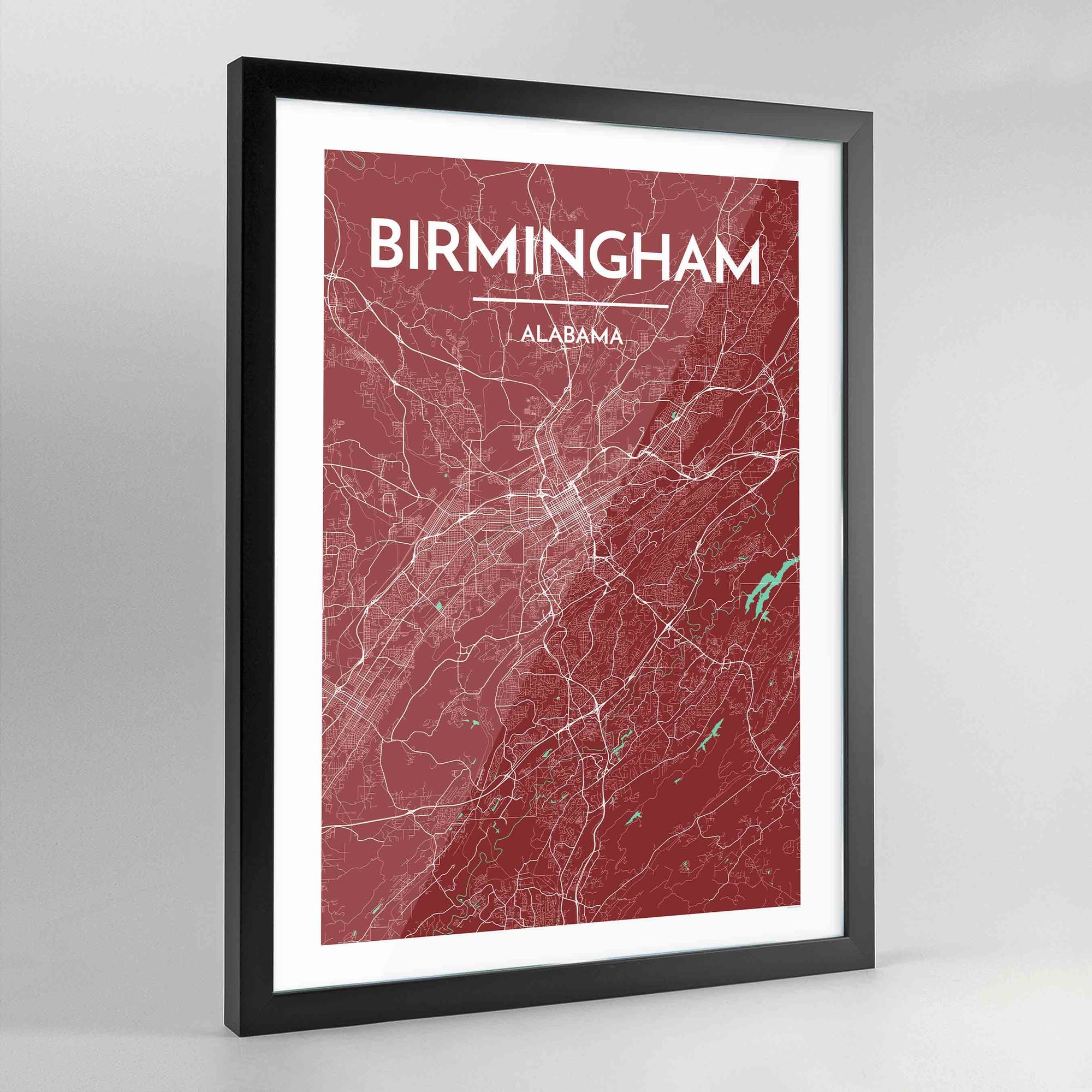 Framed Birmingham Map Art Print - Point Two Design