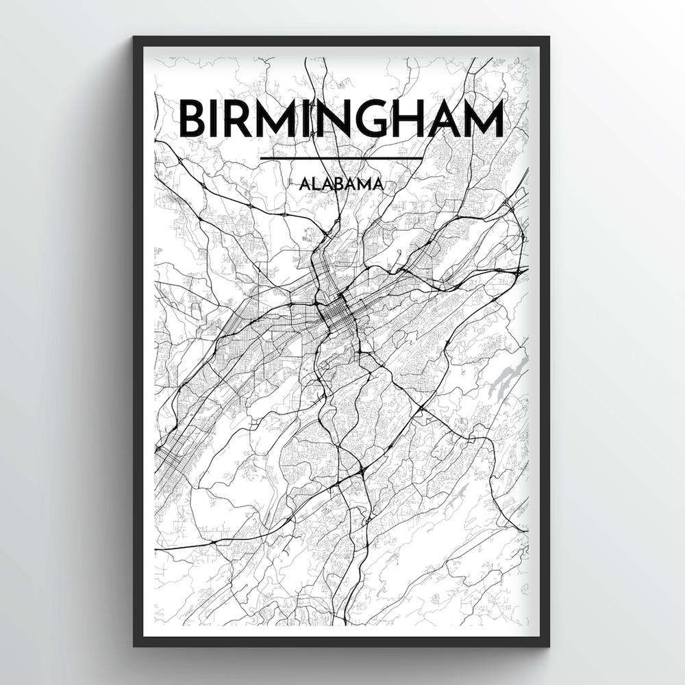 Birmingham - Alabama Map Art Print - Point Two Design