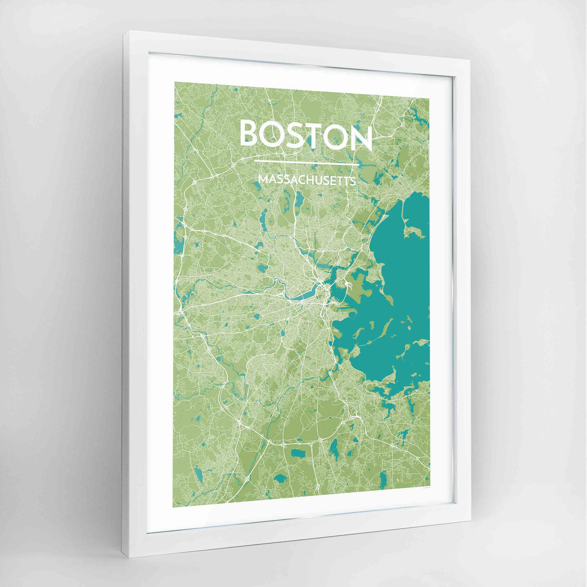 Boston Map Art Print - Framed