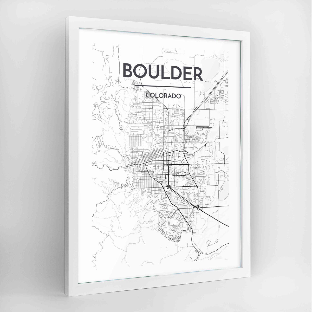 Boulder Map Art Print - Framed