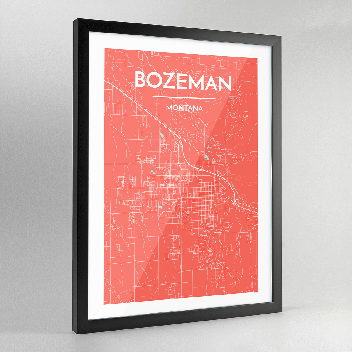 Framed Bozeman Map Art Print - Point Two Design
