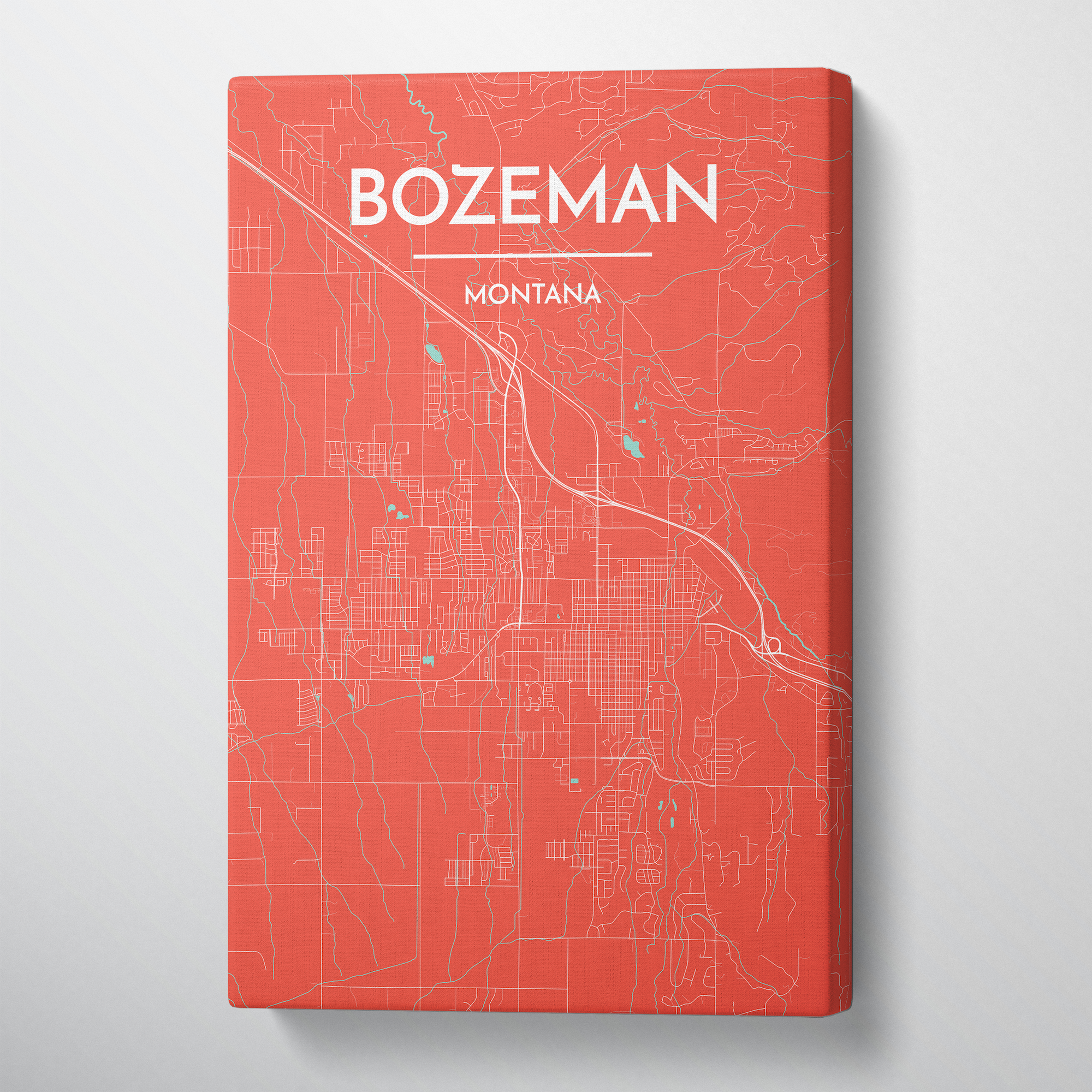 Bozeman Map Canvas Wrap - Point Two Design