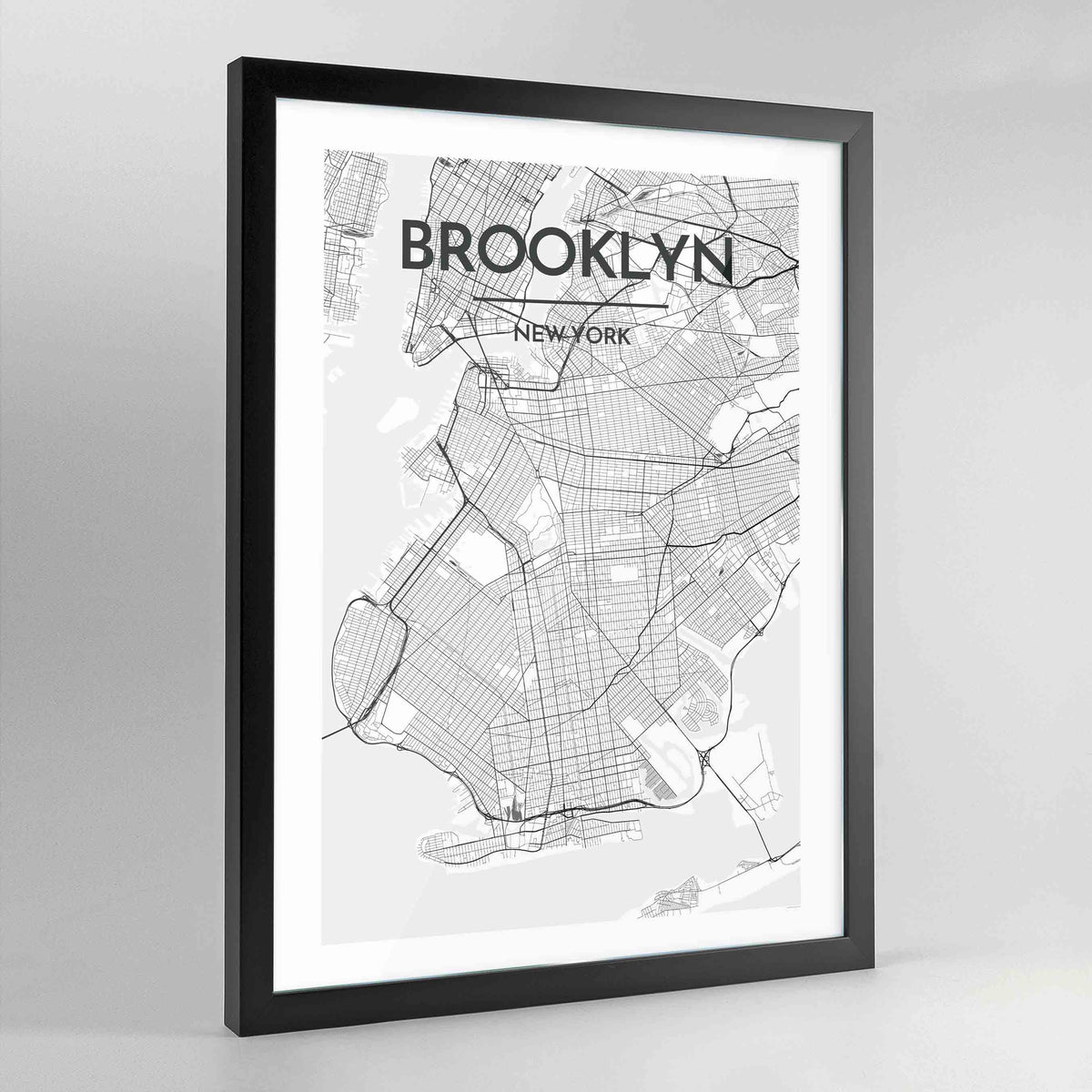 Brooklyn Map Art Print - Framed