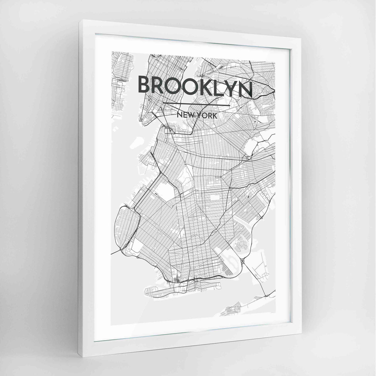 Brooklyn Map Art Print - Framed