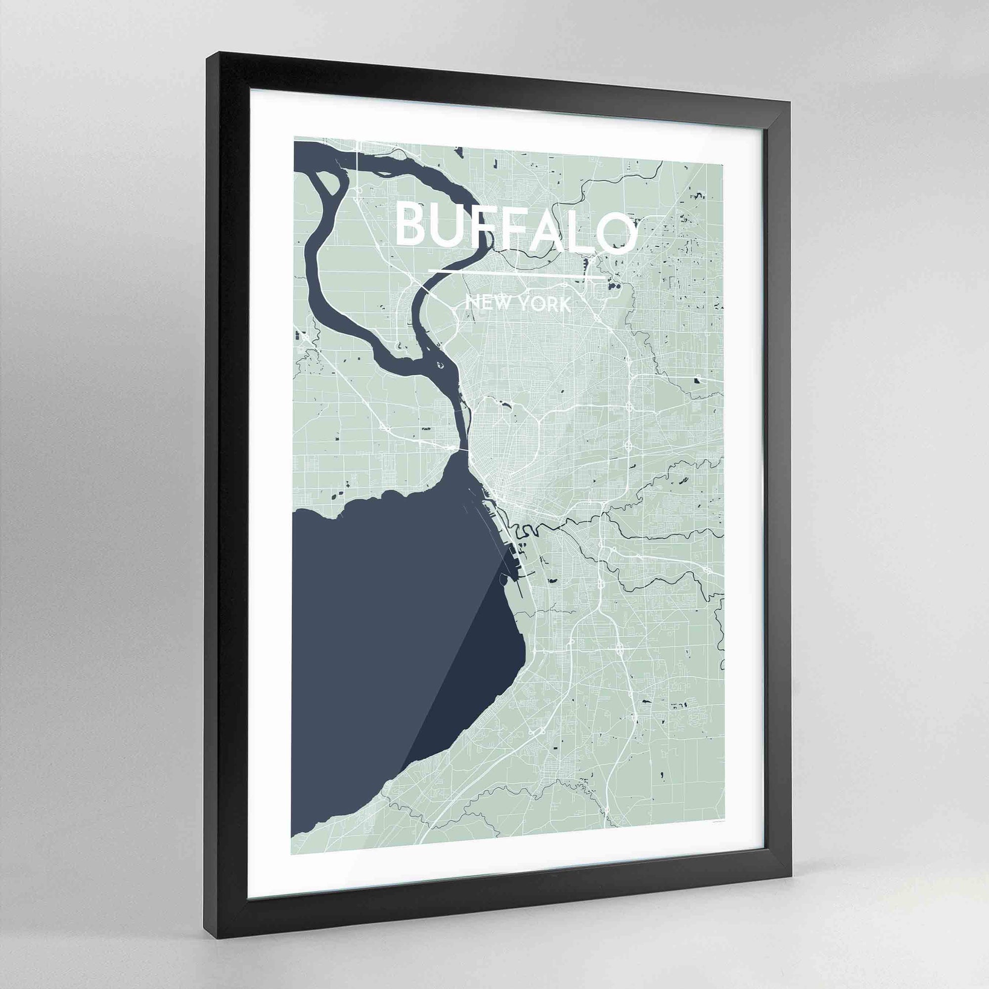 Framed Buffalo Map Art Print - Point Two Design