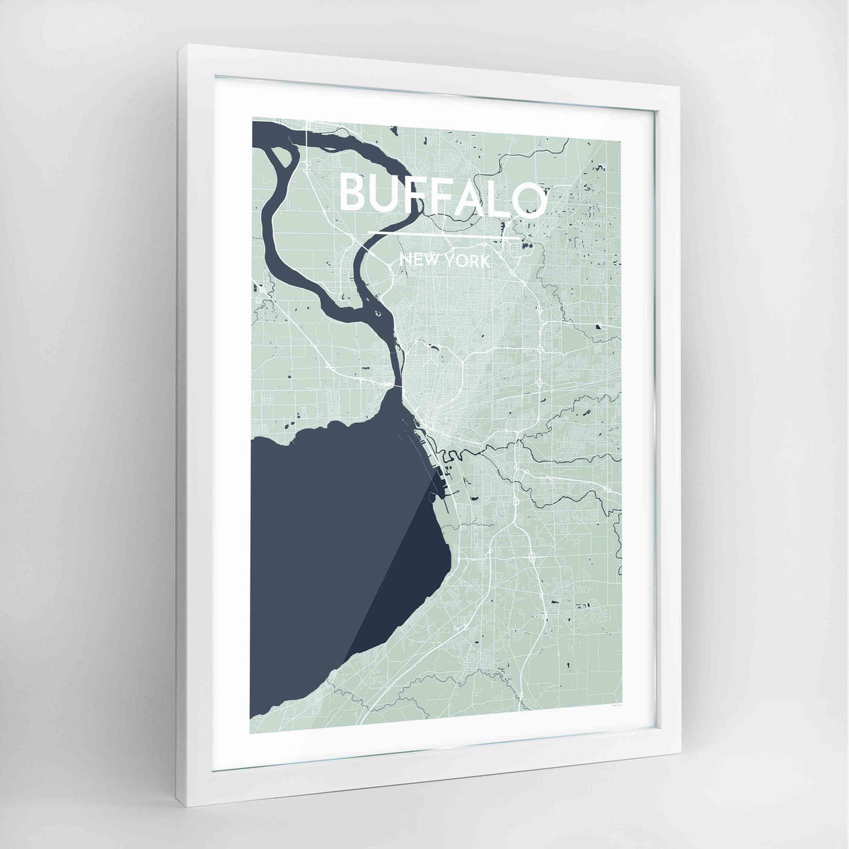 Buffalo Map Art Print - Framed