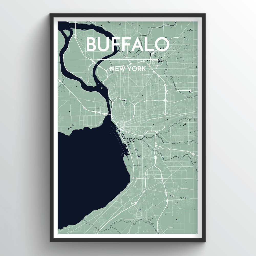 Buffalo Map Art Print - Point Two Design