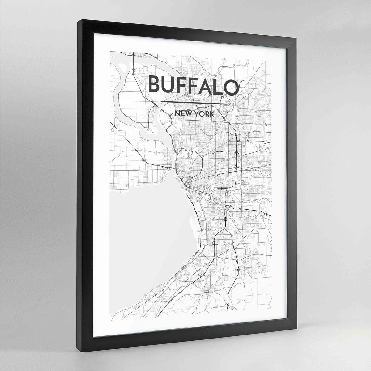 Buffalo Map Art Print - Framed