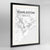 Framed Charleston Map Art Print 24x36" Contemporary Black frame Point Two Design Group