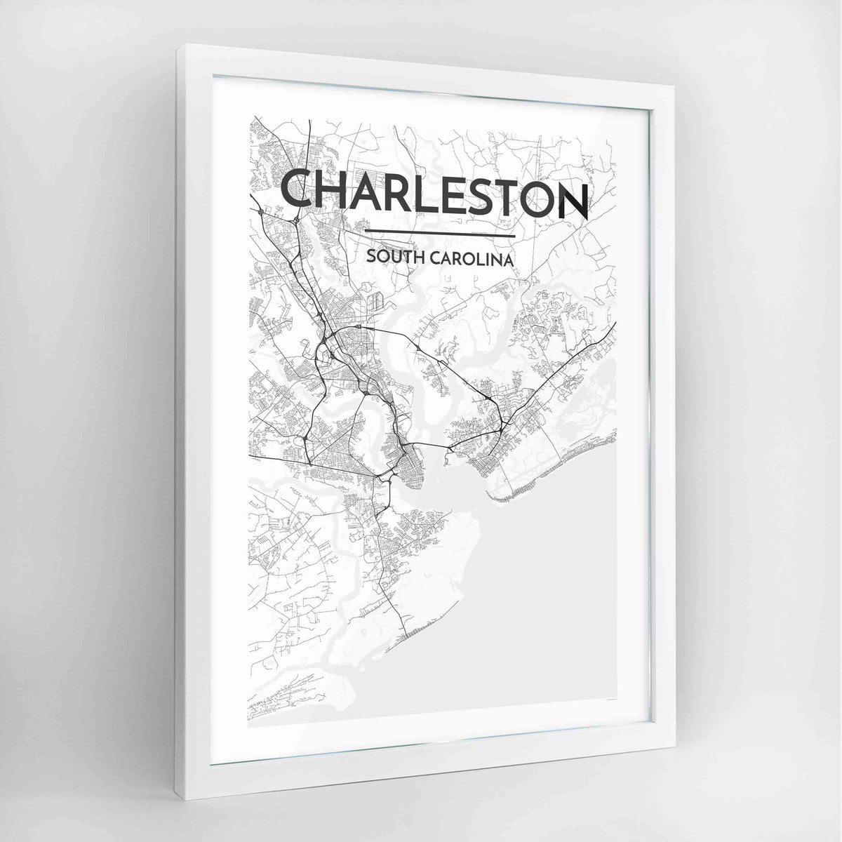 Charleston Map Art Print - Framed