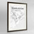 Framed Charleston Map Art Print 24x36" Contemporary Walnut frame Point Two Design Group
