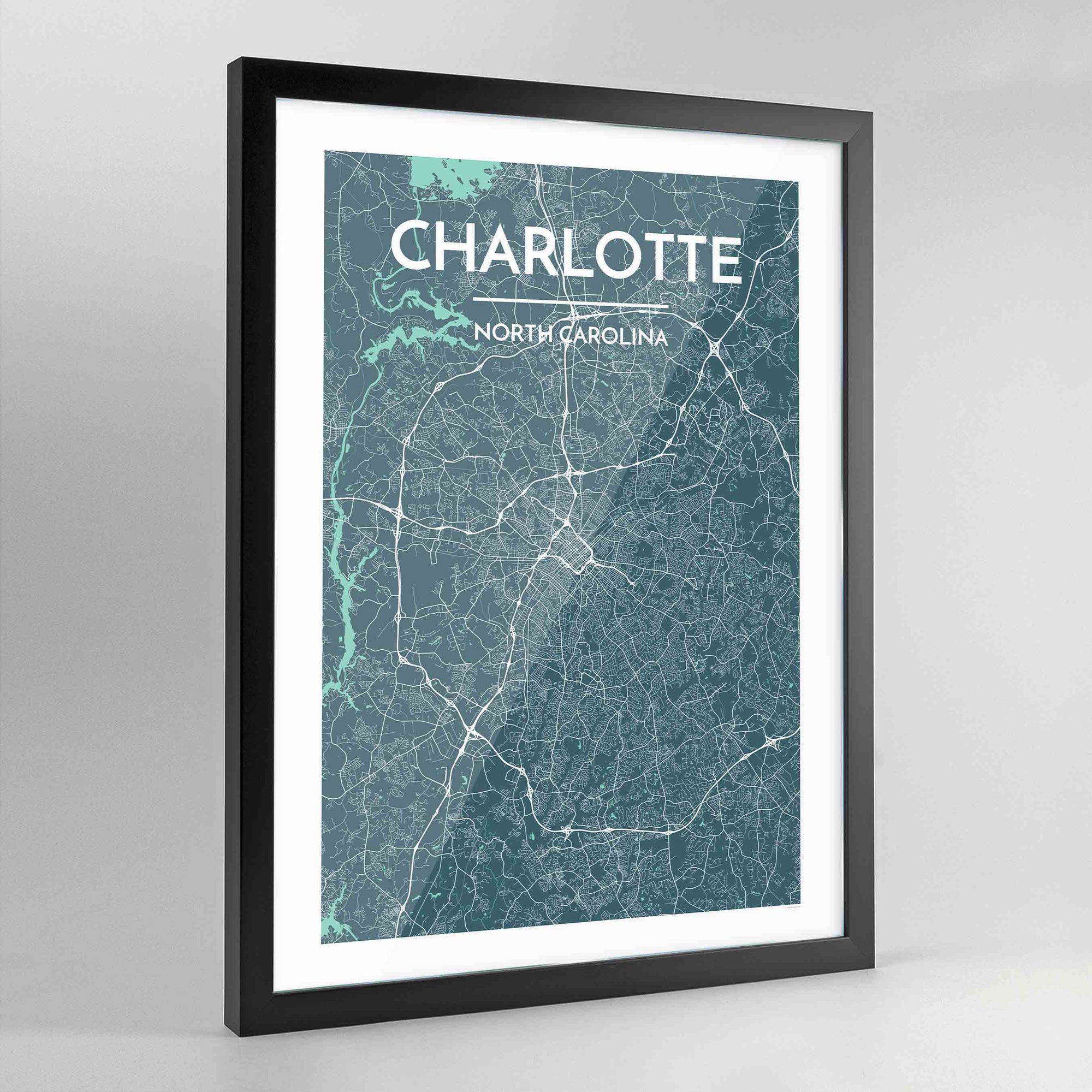 Framed Charlotte Map Art Print - Point Two Design