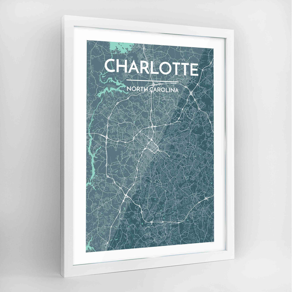 Charlotte Map Art Print - Framed
