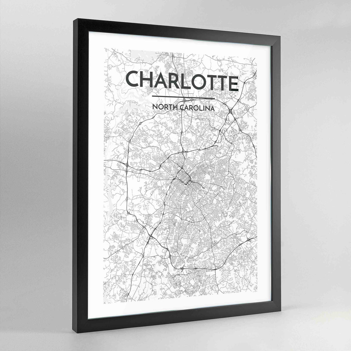 Charlotte Map Art Print - Framed