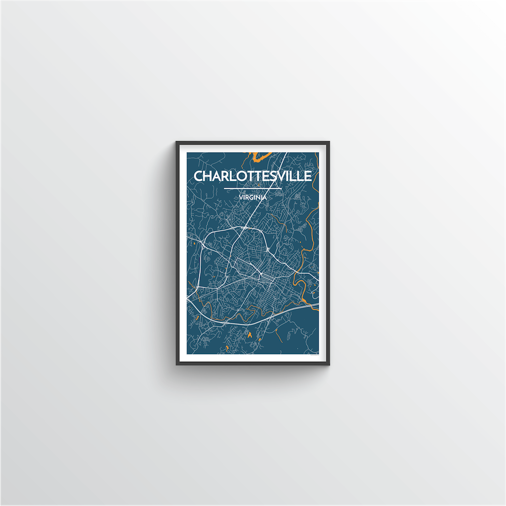 Charlottesville Map Art Print - Point Two Design