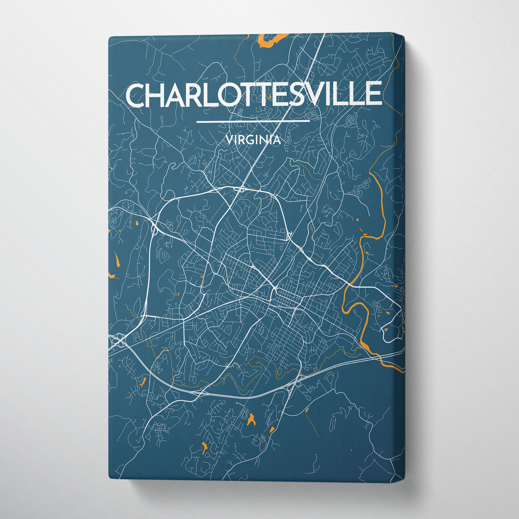 Charlottesville Map Art Print Map Canvas Wrap - Point Two Design