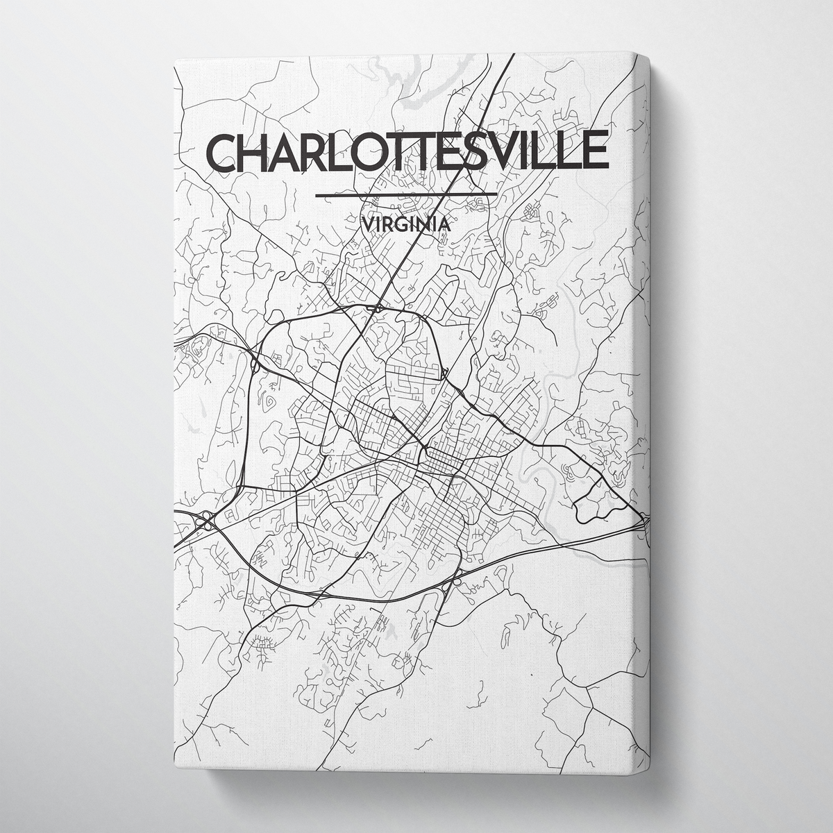Charlottesville Map Art Print Map Canvas Wrap - Point Two Design