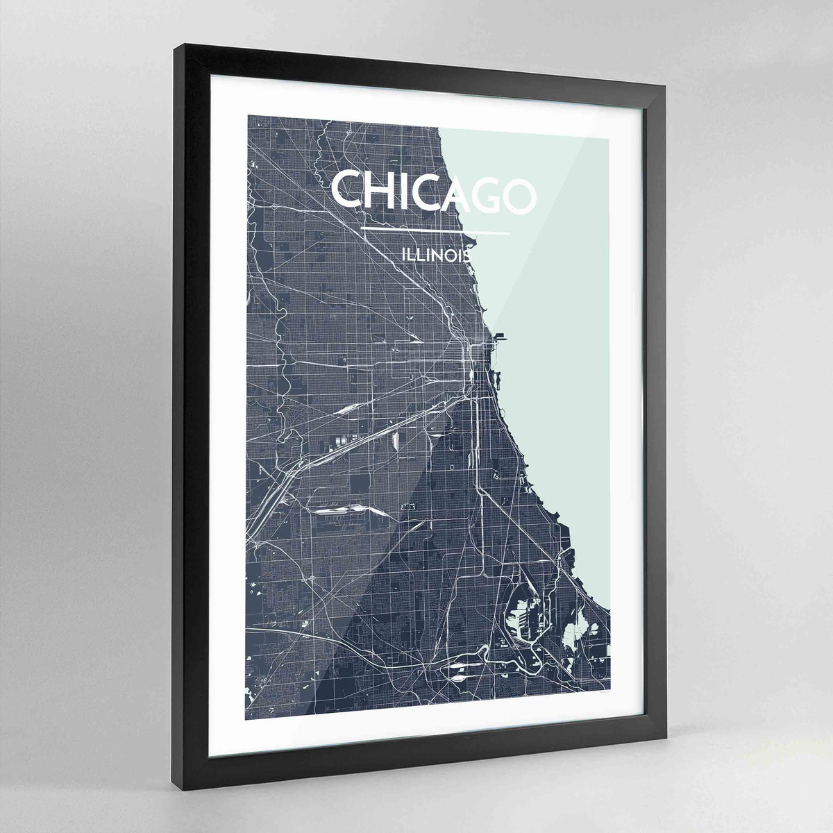 Framed Chicago Map Art Print - Point Two Design