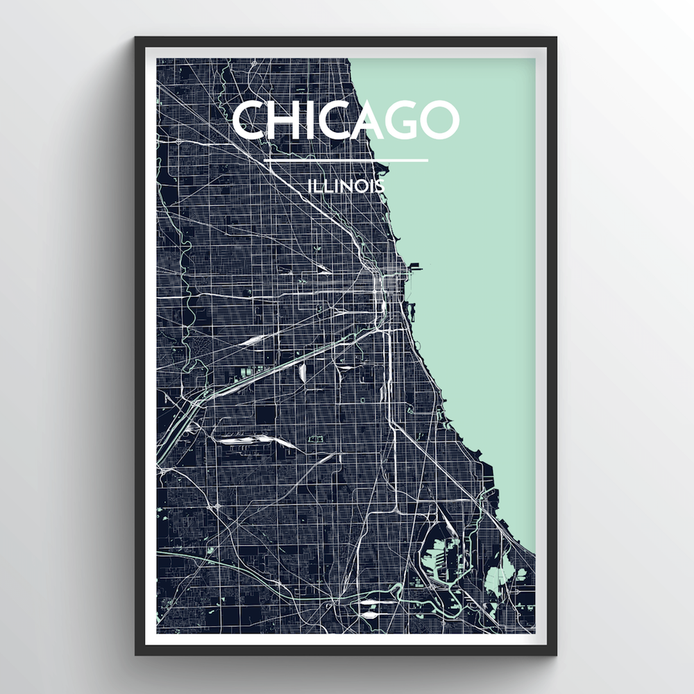 Chicago Area Neighborhood Map Print Custom Map of City 