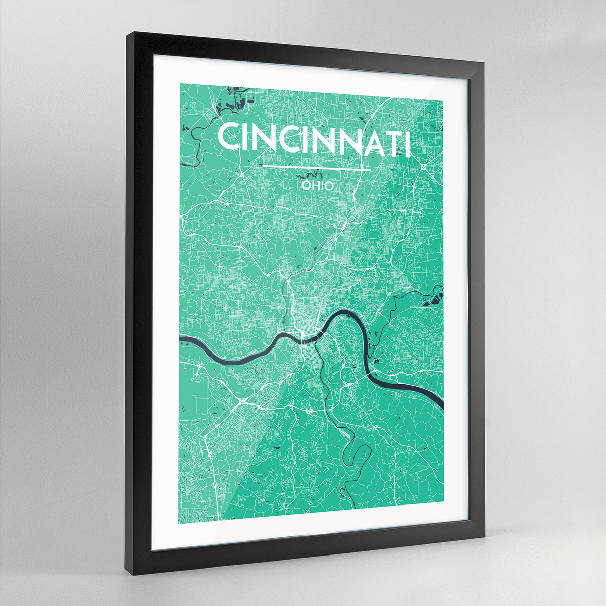Framed Cincinnati Map Art Print - Point Two Design
