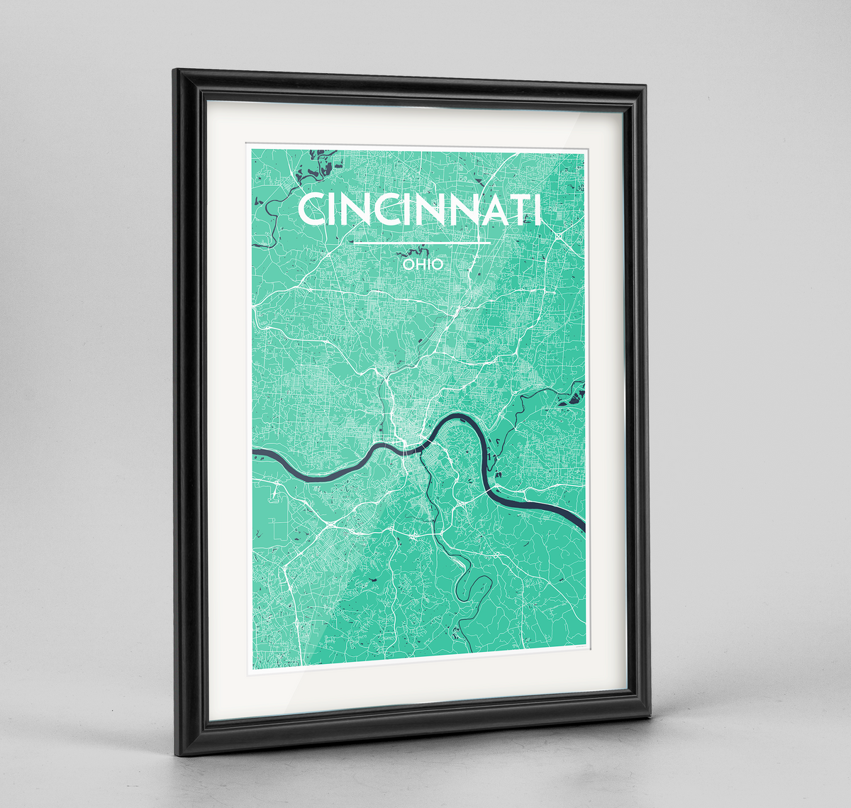Framed Cincinnati Map Art Print - Point Two Design